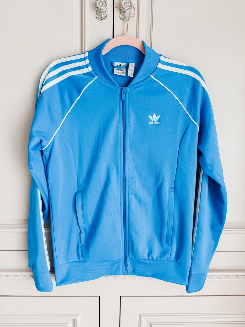 adidas Bright Blue Zip-Up Track Top with Trefoil Tag SZ sm